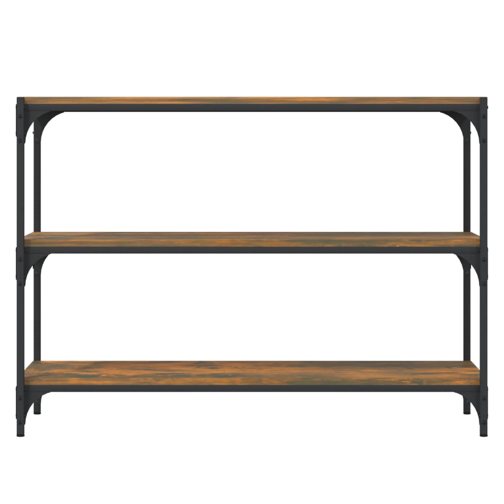 vidaXL Book Cabinet Smoked Oak 100x33x70.5 cm Engineered Wood and Steel 5