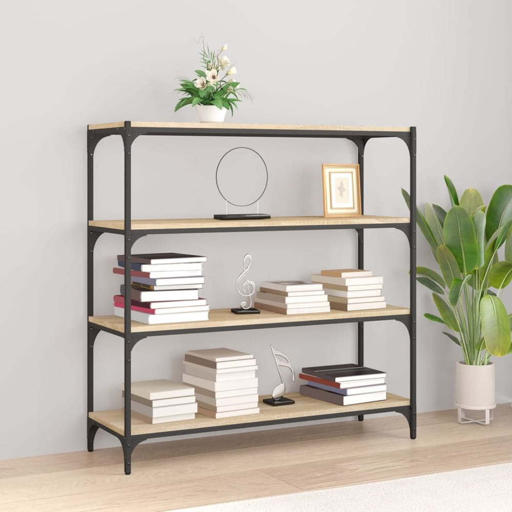 Book Cabinet 60x33x100 cm Engineered Wood and Steel Sonoma oak