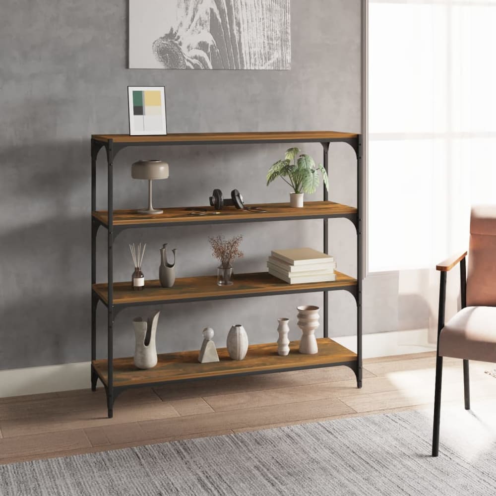Book Cabinet 60x33x100 cm Engineered Wood and Steel Smoked oak