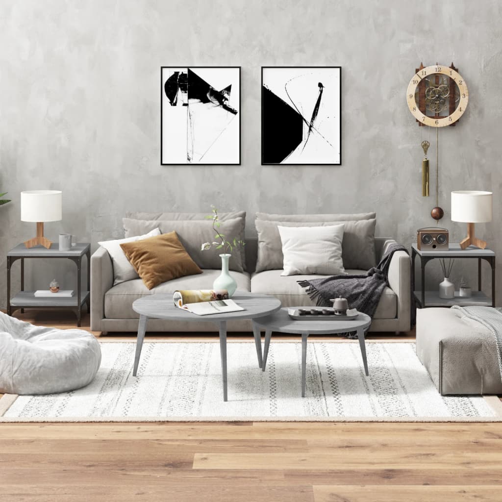 vidaXL Side Tables 2 pcs Grey Sonoma 40x40x40 cm Engineered Wood 1