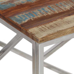 vidaXL Coffee Table Silver Stainless Steel and Solid Reclaimed Wood 5
