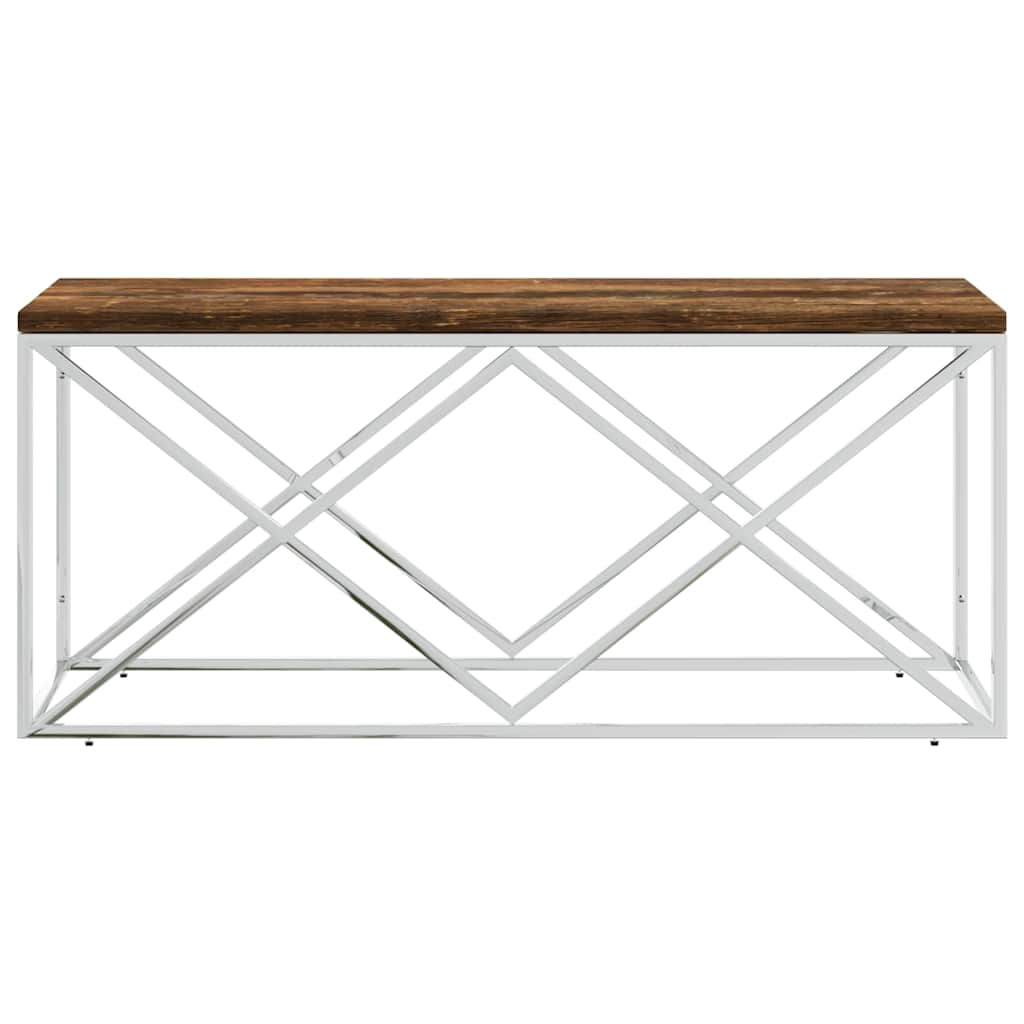 vidaXL Coffee Table Stainless Steel and Solid Wood Reclaimed 3