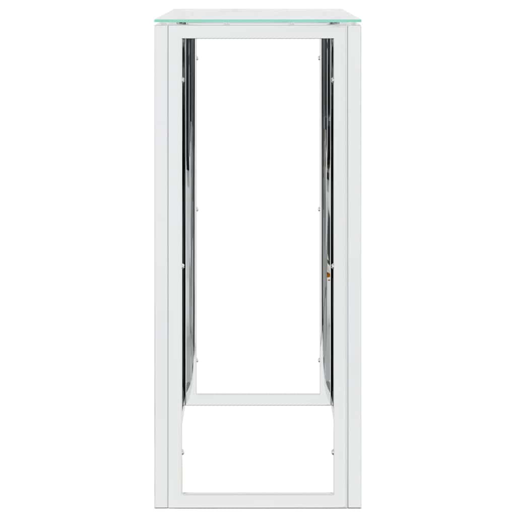 Console Table Stainless Steel and Solid Reclaimed Silver Glass