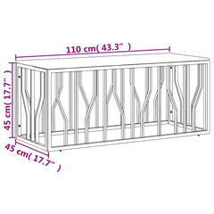vidaXL Coffee Table Silver Stainless Steel and Solid Wood Reclaimed 6