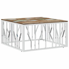 Coffee Table 80x80x40 cm Stainless Steel Silver and brown Wood