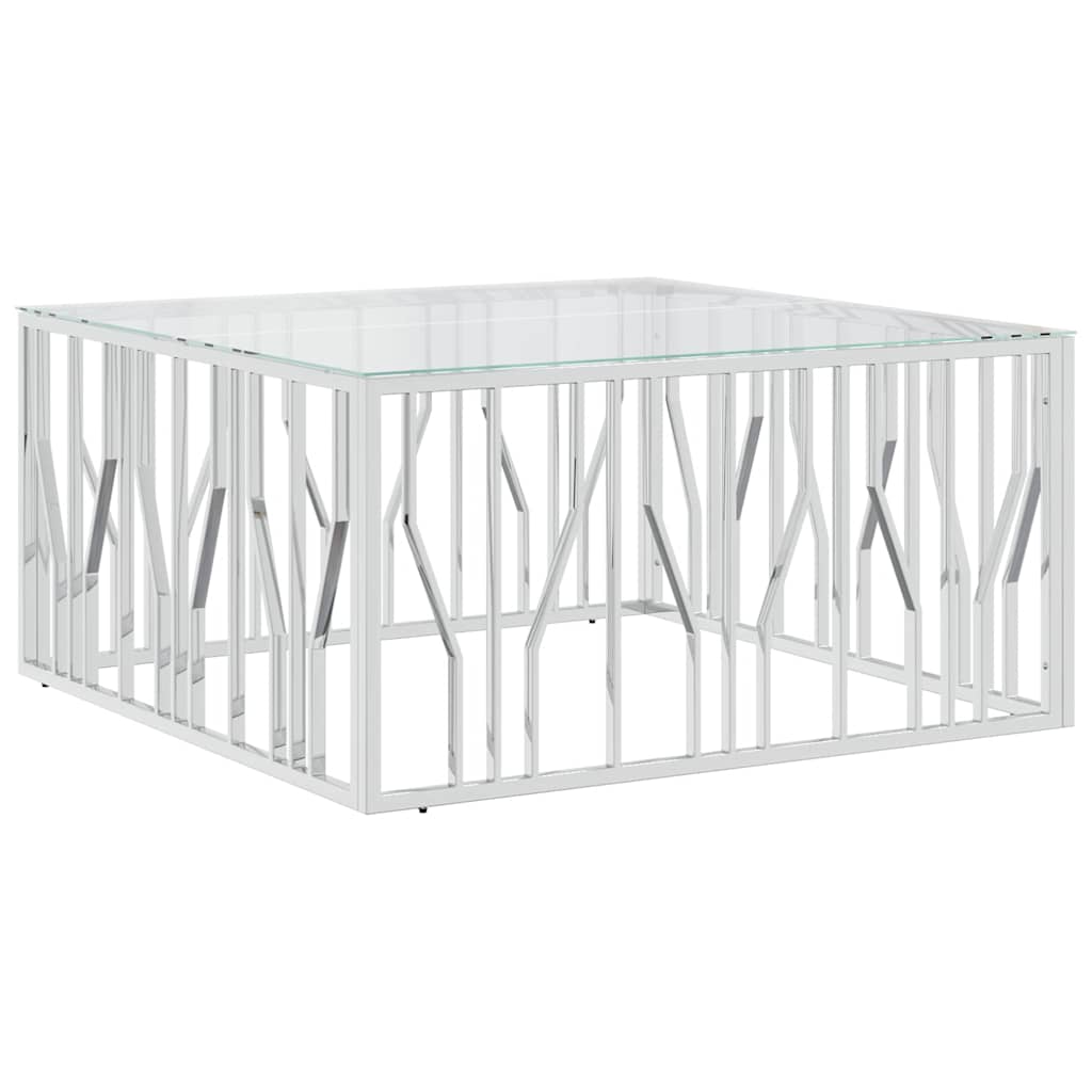 vidaXL Coffee Table 100x100x50 cm Stainless Steel and Glass 2