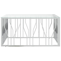 vidaXL Coffee Table 100x100x50 cm Stainless Steel and Glass 3