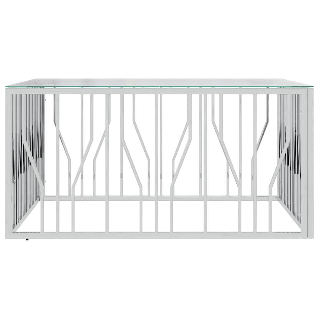 vidaXL Coffee Table 100x100x50 cm Stainless Steel and Glass 4
