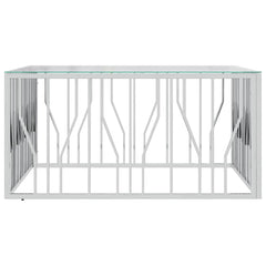 vidaXL Coffee Table 100x100x50 cm Stainless Steel and Glass 4