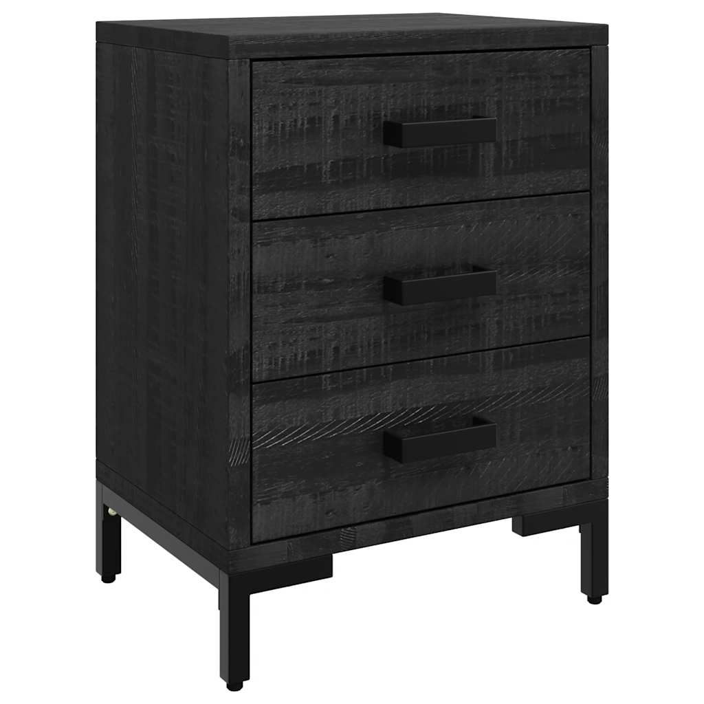 vidaXL Bedside Cabinet Black 36x30x54 cm Solid Pinewood 2