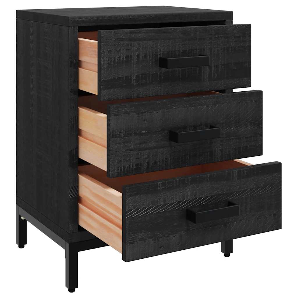 vidaXL Bedside Cabinet Black 36x30x54 cm Solid Pinewood 4