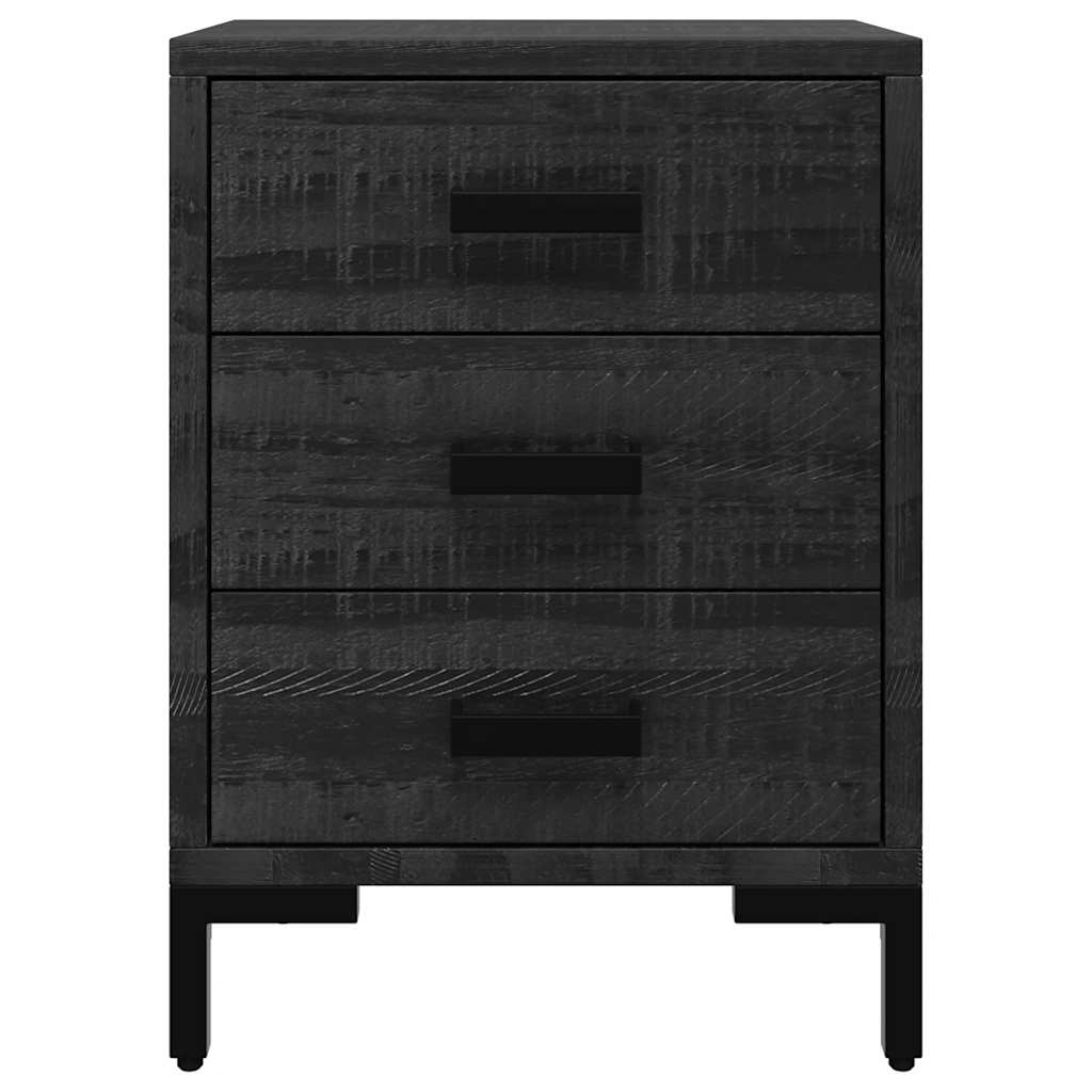 vidaXL Bedside Cabinet Black 36x30x54 cm Solid Pinewood 5