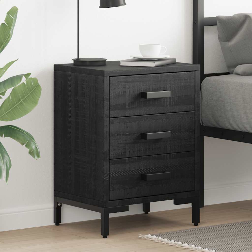 vidaXL Bedside Cabinet Black 36x30x54 cm Solid Pinewood 1