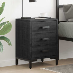 Bedside Cabinet Solid Pinewood 1 in Black