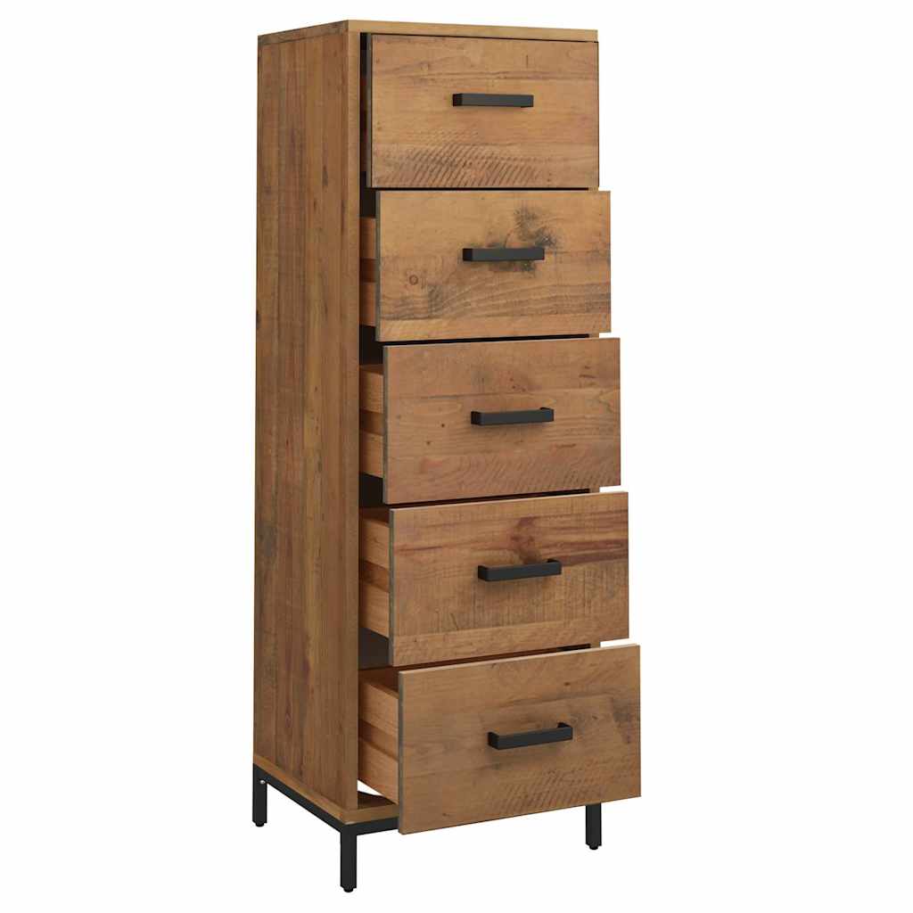 Chest of Drawers 42x35x110 cm Solid Pinewood Brown