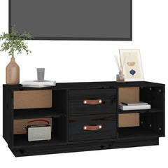 vidaXL TV Cabinet Black 100x34x40 cm Solid Wood Pine 4