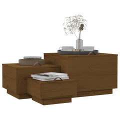 Storage Boxes with Lids 3 pcs Honey Brown Solid Wood Pine, image 4