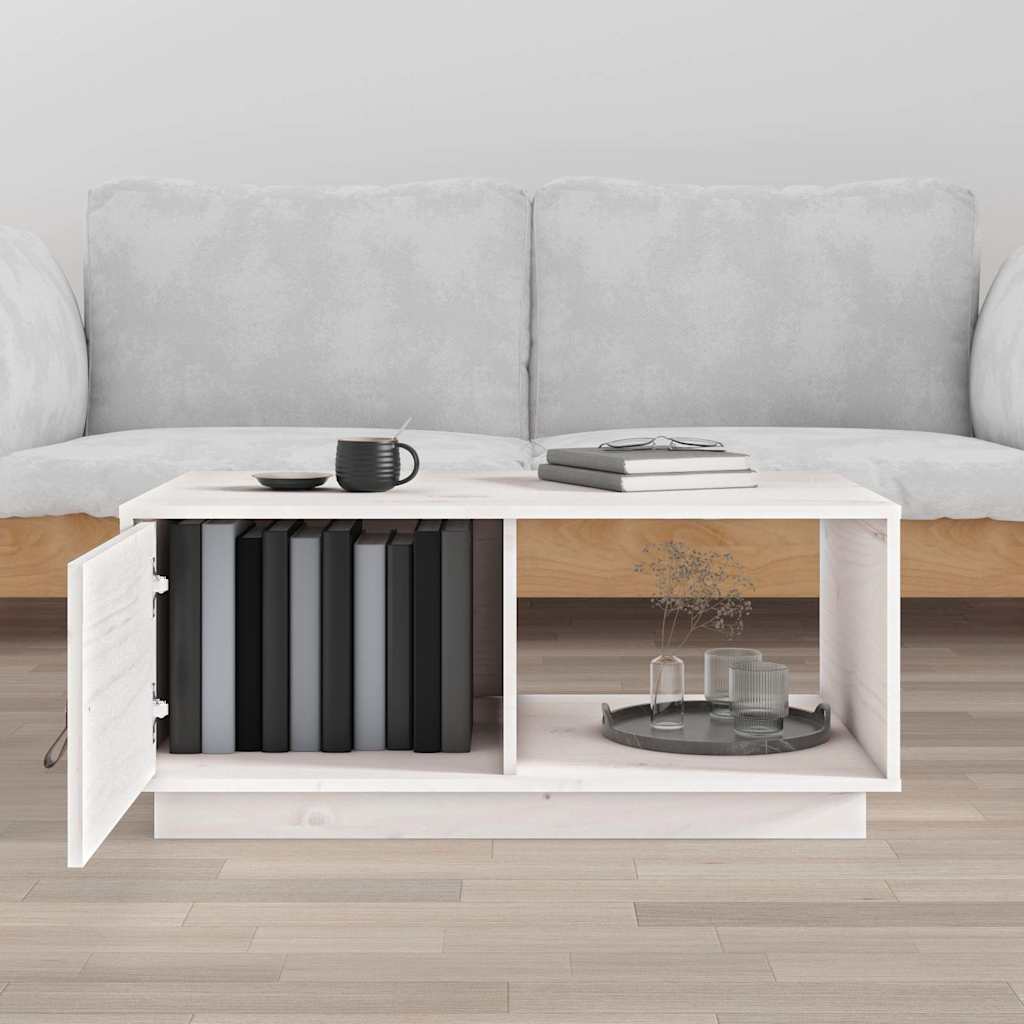 vidaXL Coffee Table White 80x50x35.5 cm Solid Wood Pine 3