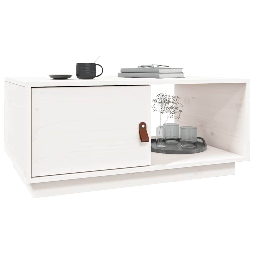 vidaXL Coffee Table White 80x50x35.5 cm Solid Wood Pine 4