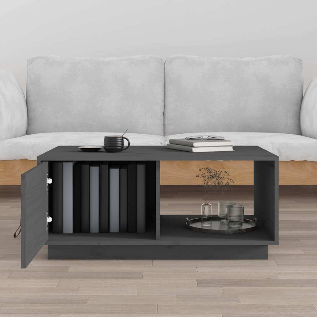 vidaXL Coffee Table Grey 80x50x35.5 cm Solid Wood Pine 3