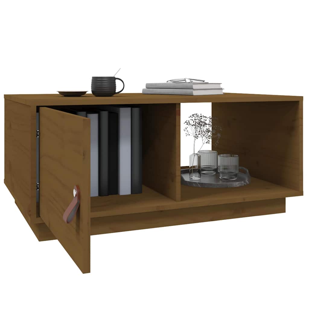 vidaXL Coffee Table Honey Brown 80x50x35.5 cm Solid Wood Pine 5