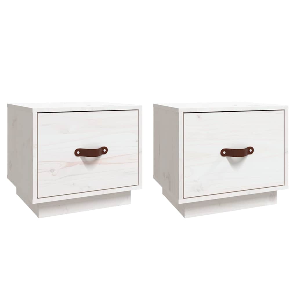 vidaXL Bedside Cabinet | Set of 2 | White | Solid pinewood | Small 2