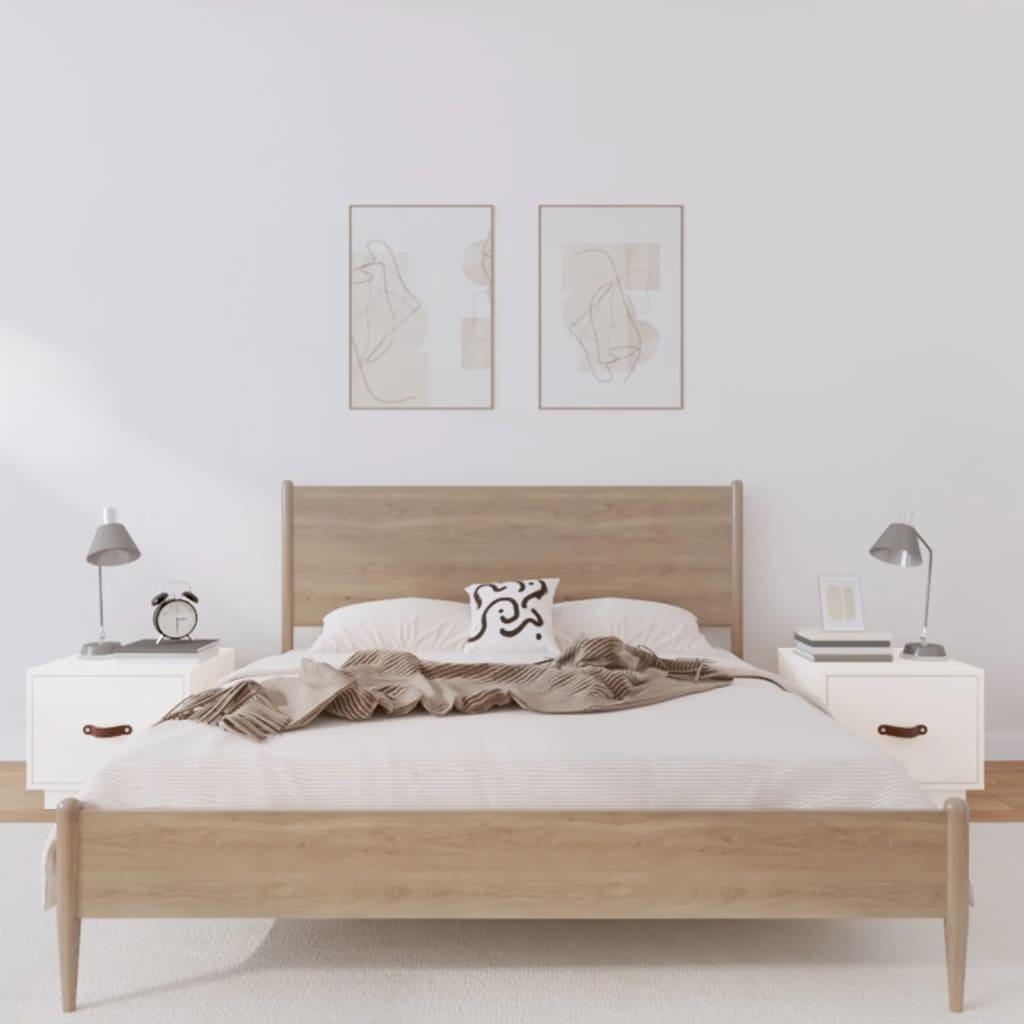 vidaXL Bedside Cabinet | Set of 2 | White | Solid pinewood | Small 1