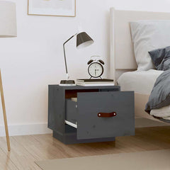 vidaXL Bedside Cabinet | Set of 2 | Grey | Solid pinewood | Small 3