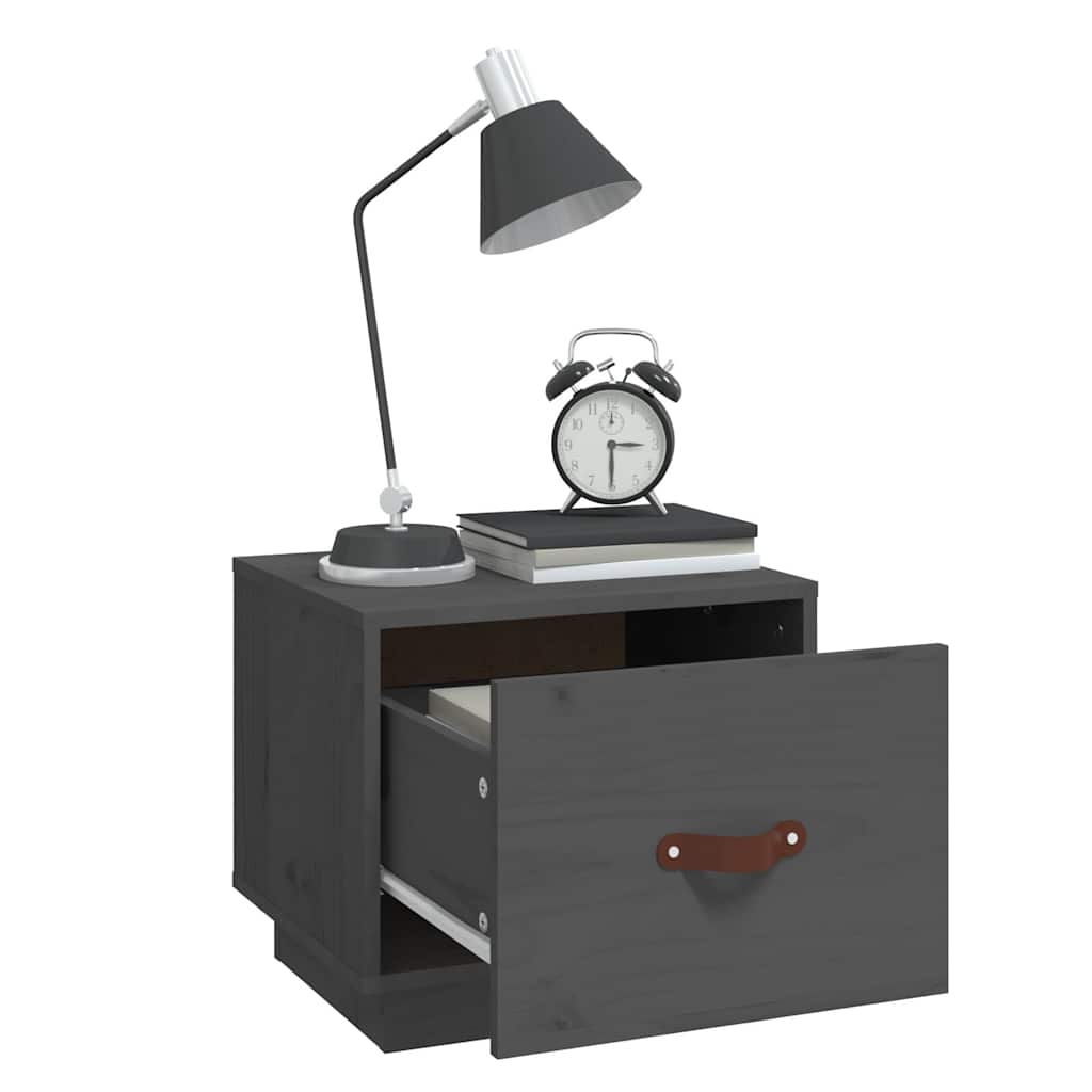 vidaXL Bedside Cabinet | Set of 2 | Grey | Solid pinewood | Small 4