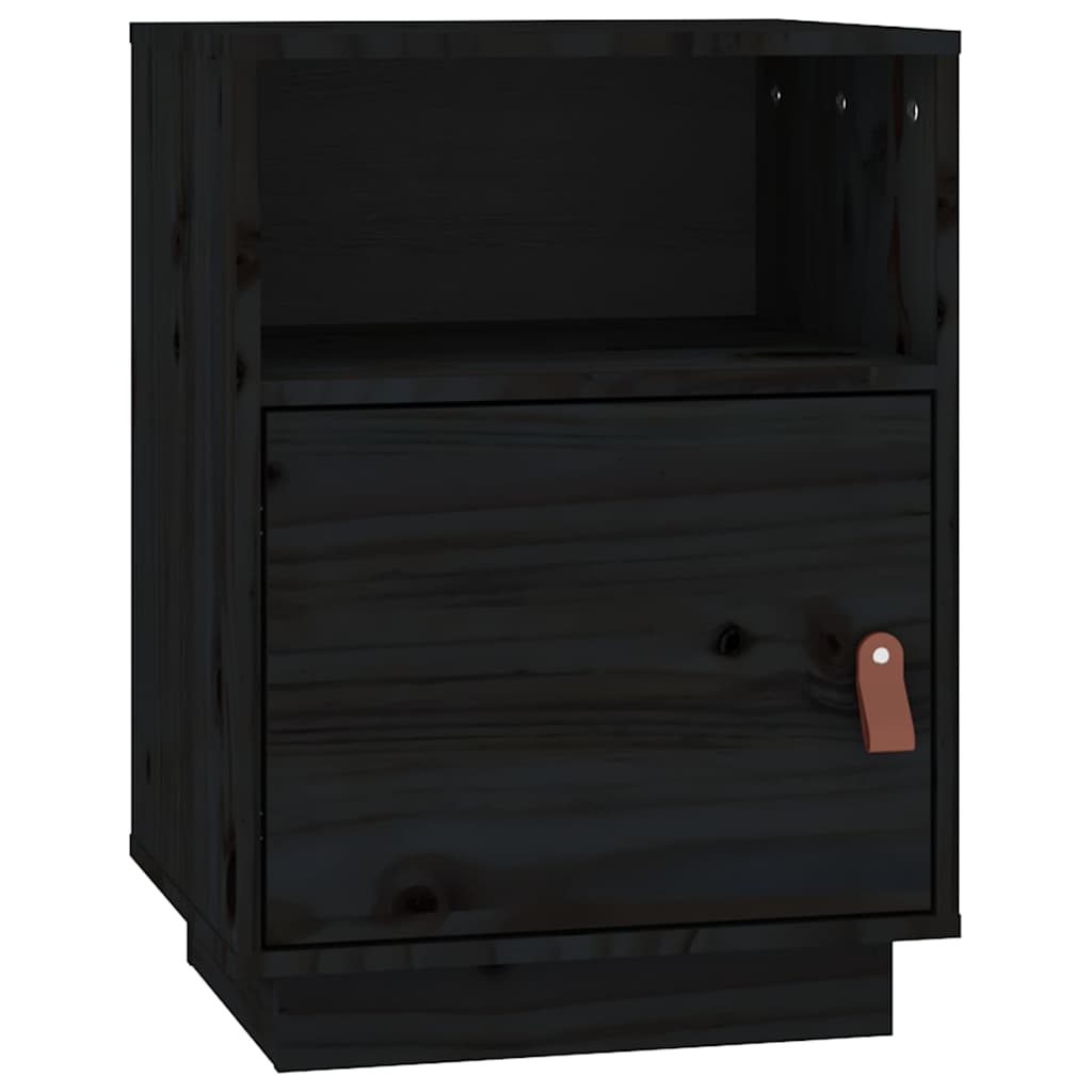 vidaXL Bedside Cabinet Black 40x34x55 cm Solid Wood Pine 2