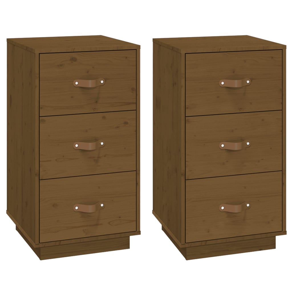 vidaXL Bedside Cabinets 2 pcs Honey Brown 40x40x75 cm Solid Wood Pine 2