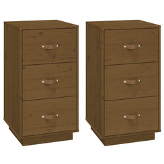 vidaXL Bedside Cabinets 2 pcs Honey Brown 40x40x75 cm Solid Wood Pine 2
