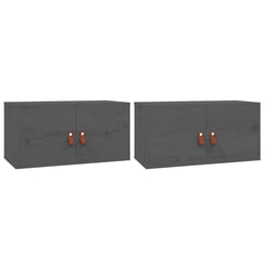vidaXL Wall Cabinets 2 pcs Grey 60x30x30 cm Solid Wood Pine 2