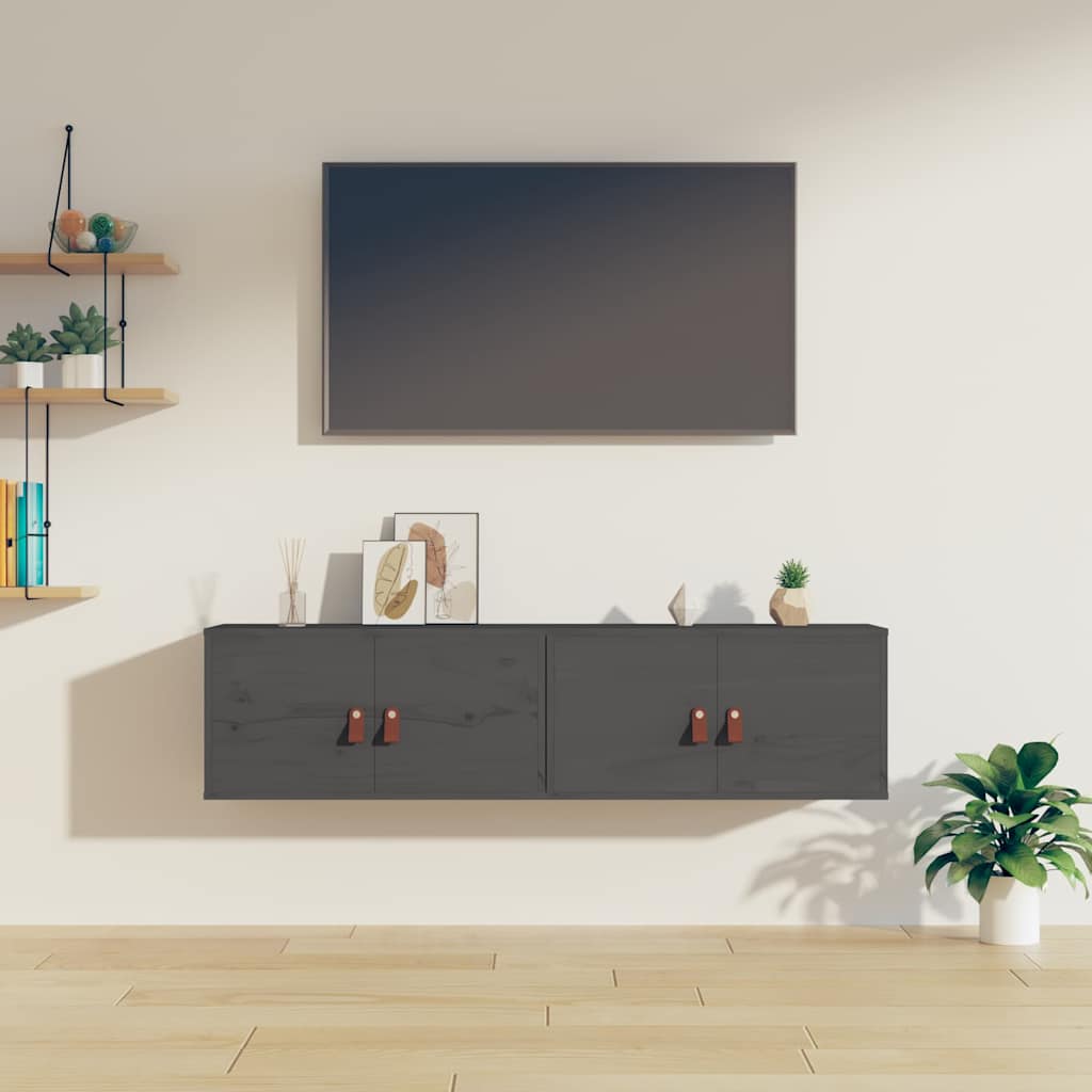 Wall Cabinets Solid Wood Pine in Grey