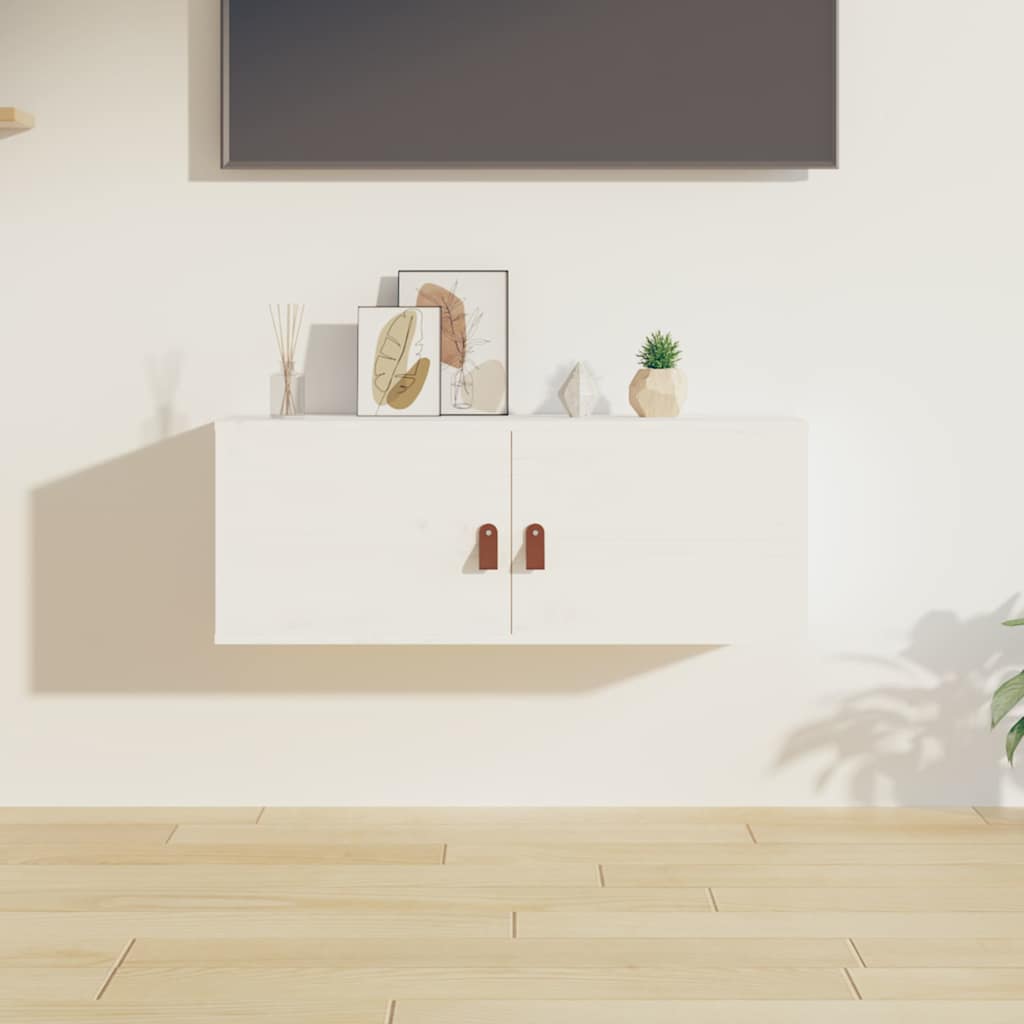 vidaXL Wall Cabinet White 80x30x30 cm Solid Wood Pine 1