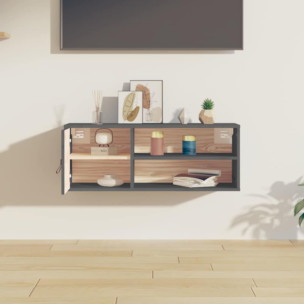 Wall Cabinet 80x30x30 cm Solid Wood Pine Grey 1