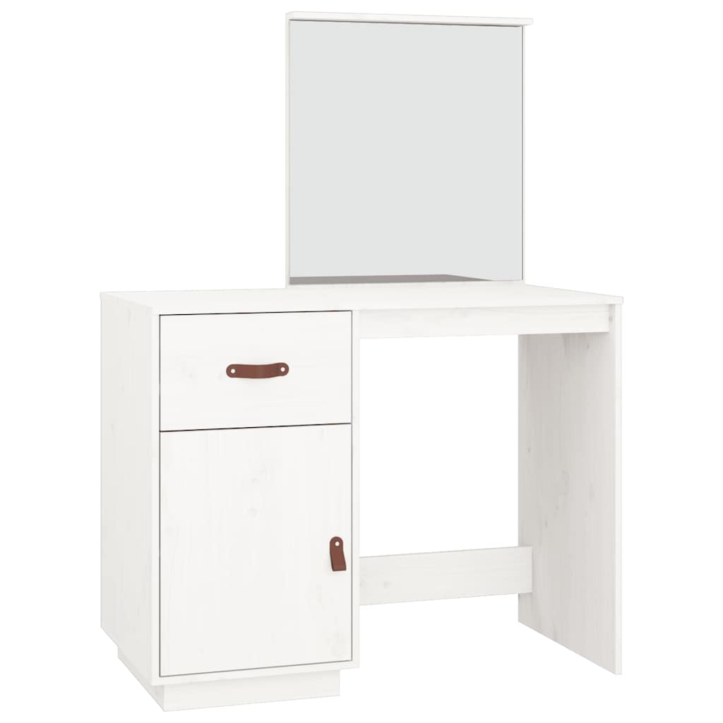 vidaXL Dressing Table White 95x50x134 cm Solid Wood Pine 2