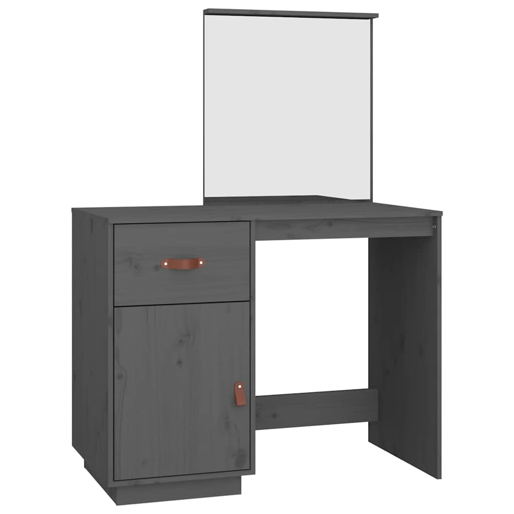 vidaXL Dressing Table Grey 95x50x134 cm Solid Wood Pine 2