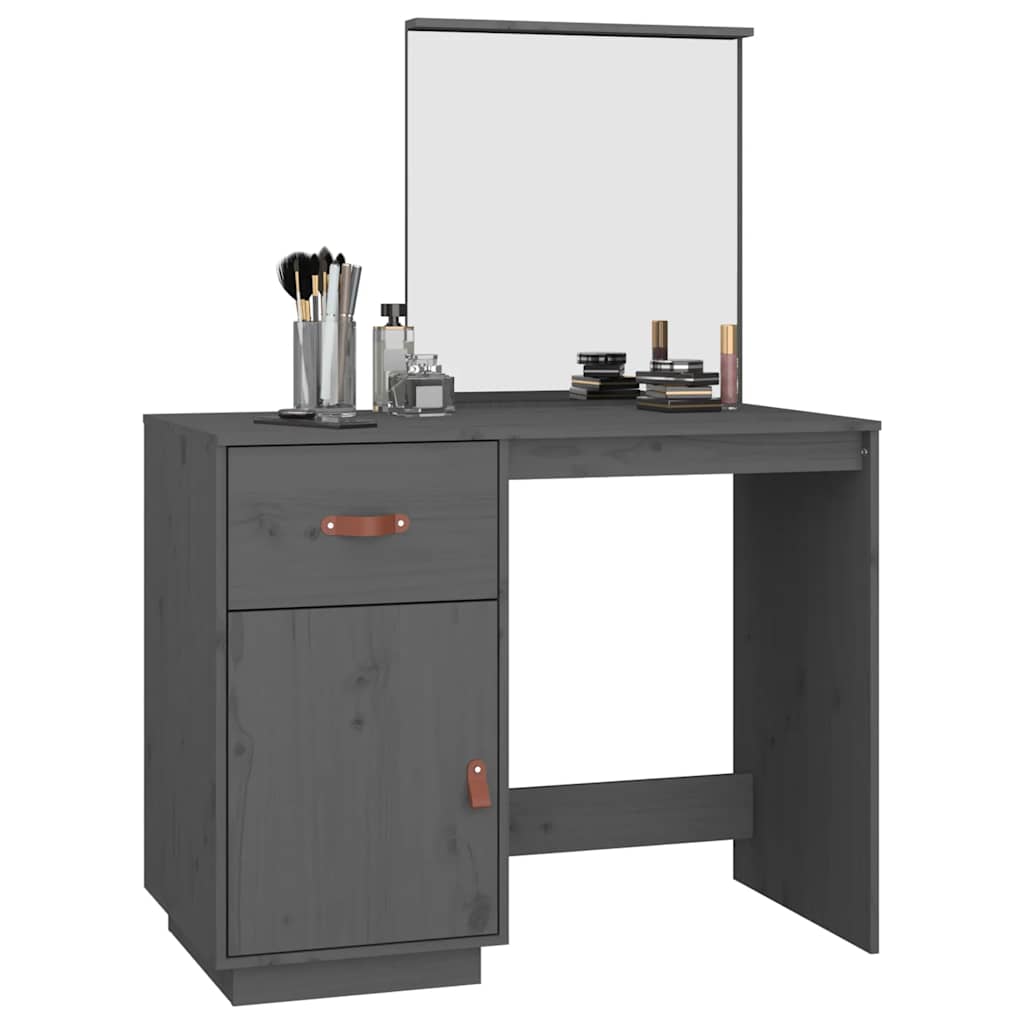 vidaXL Dressing Table Grey 95x50x134 cm Solid Wood Pine 4