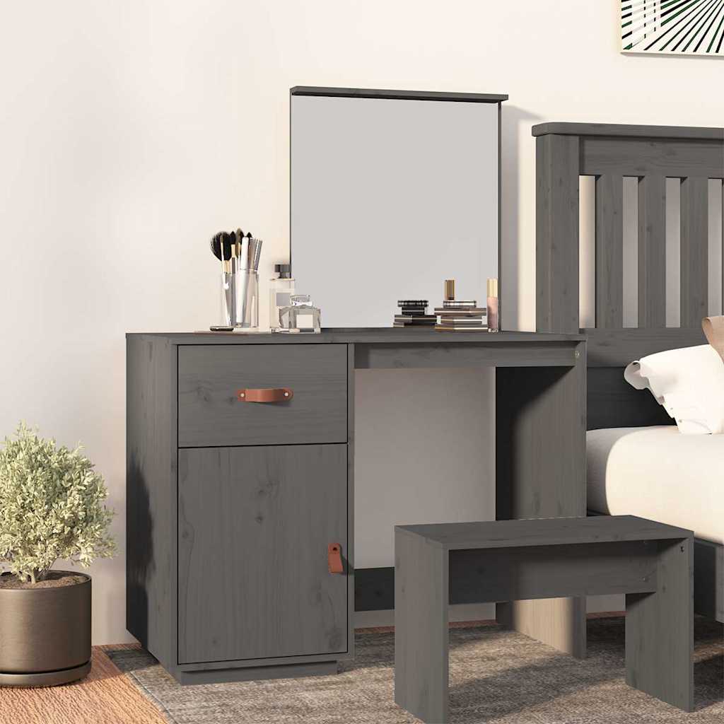 vidaXL Dressing Table Grey 95x50x134 cm Solid Wood Pine 1