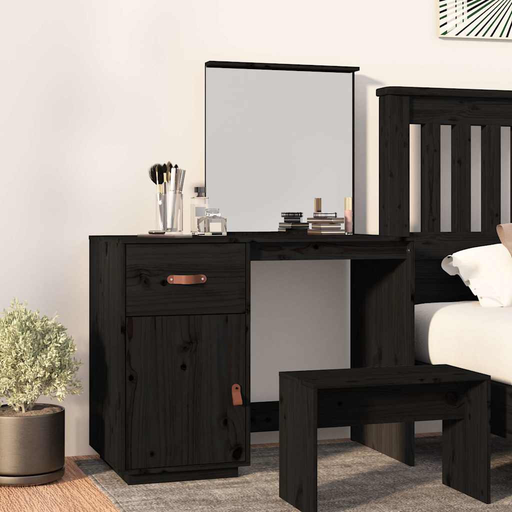 Dressing Table Solid Wood Pine in Black
