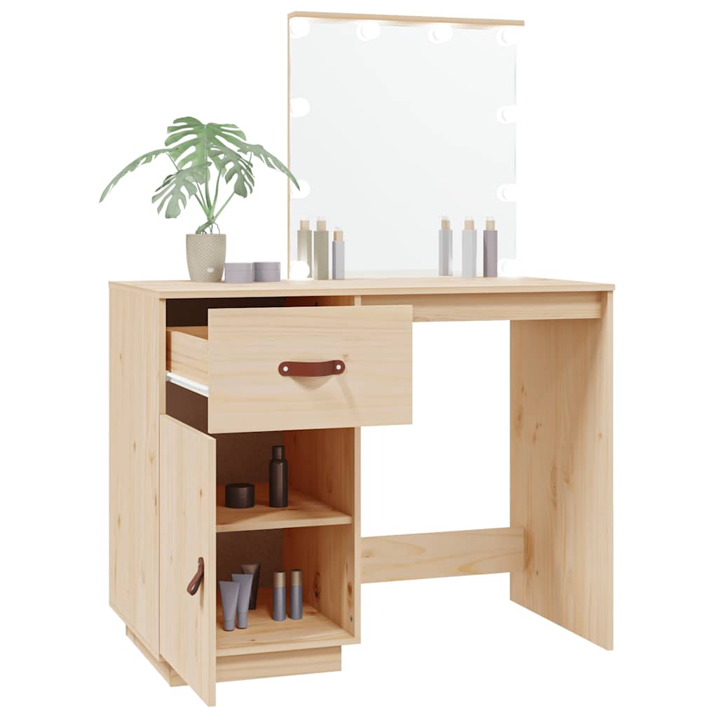 vidaXL Dressing Table with LED 95x50x133.5 cm Solid Wood Pine 5