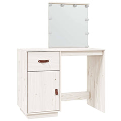vidaXL Dressing Table with LED White 95x50x133.5 cm Solid Wood Pine 2
