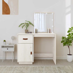 vidaXL Dressing Table with LED White 95x50x133.5 cm Solid Wood Pine 4