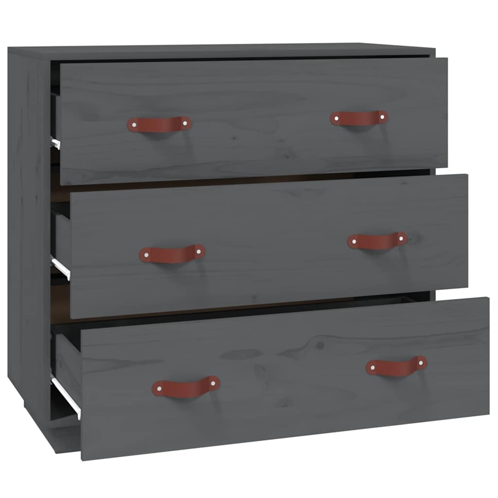 vidaXL Sideboard Grey 80x40x75 cm Solid Wood Pine 4