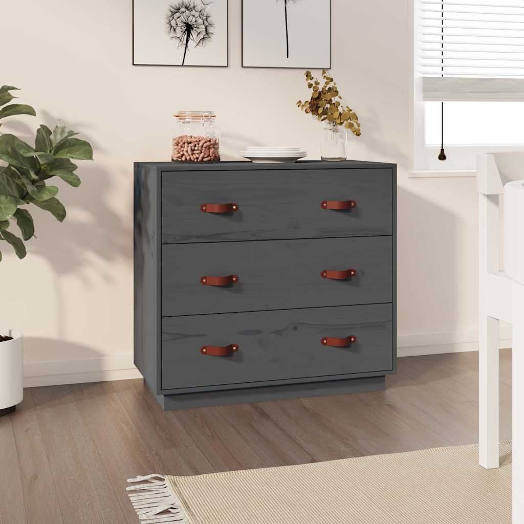 Sideboard 80x40x75 cm Solid Wood Pine Grey