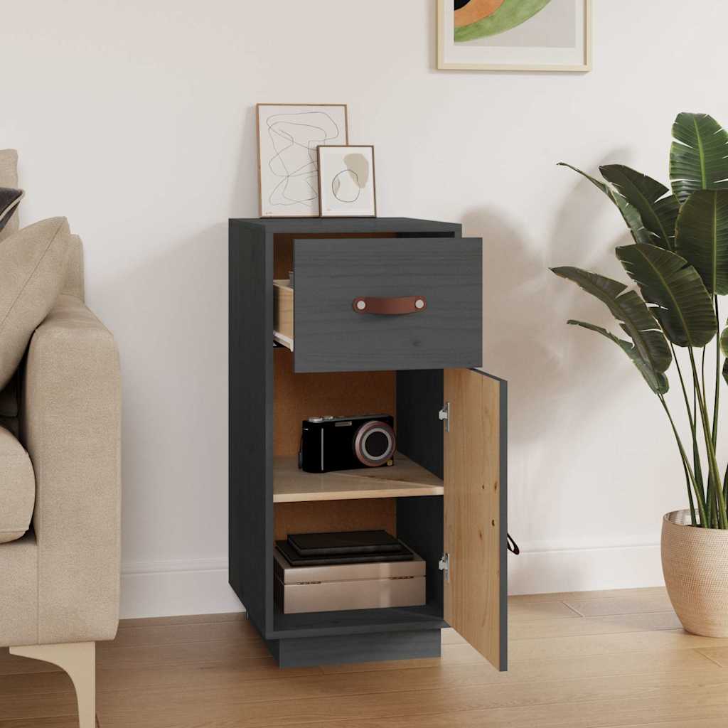 vidaXL Sideboard Grey 34x40x75 cm Solid Wood Pine 3