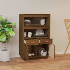 vidaXL Highboard Honey Brown 67x40x108.5 cm Solid Wood Pine 3