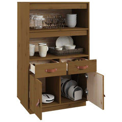 vidaXL Highboard Honey Brown 67x40x108.5 cm Solid Wood Pine 5