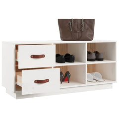 vidaXL Shoe Bench White 100x34x45 cm Solid Wood Pine 5